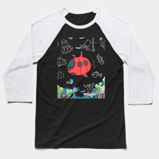 Submarine in the Ocean Baseball T-Shirt